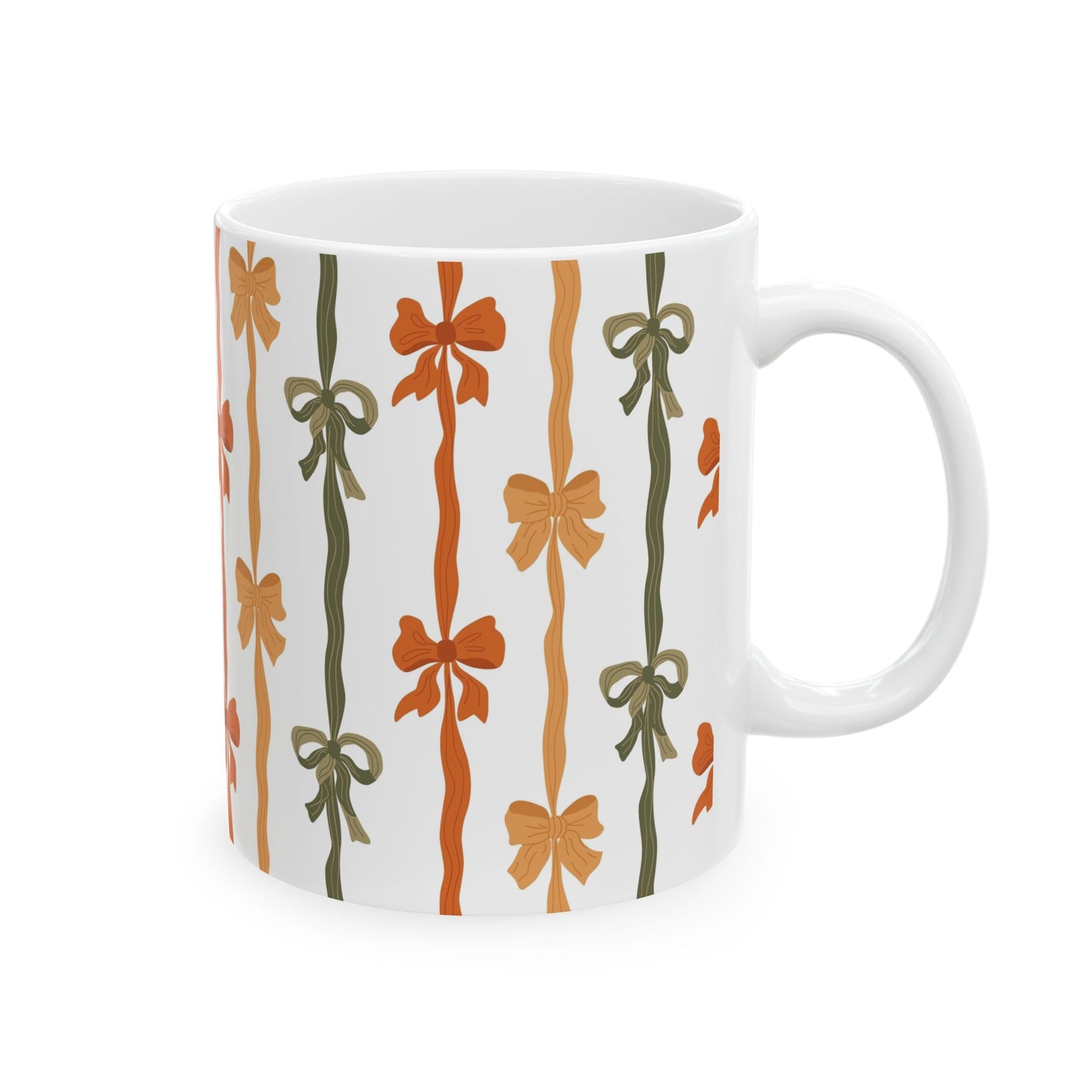 Charming Bow Pattern Ceramic Mug, Gifts for Her, Birthday Gift, Cozy Home Decor, Holiday Mug, Kitchen Essentials