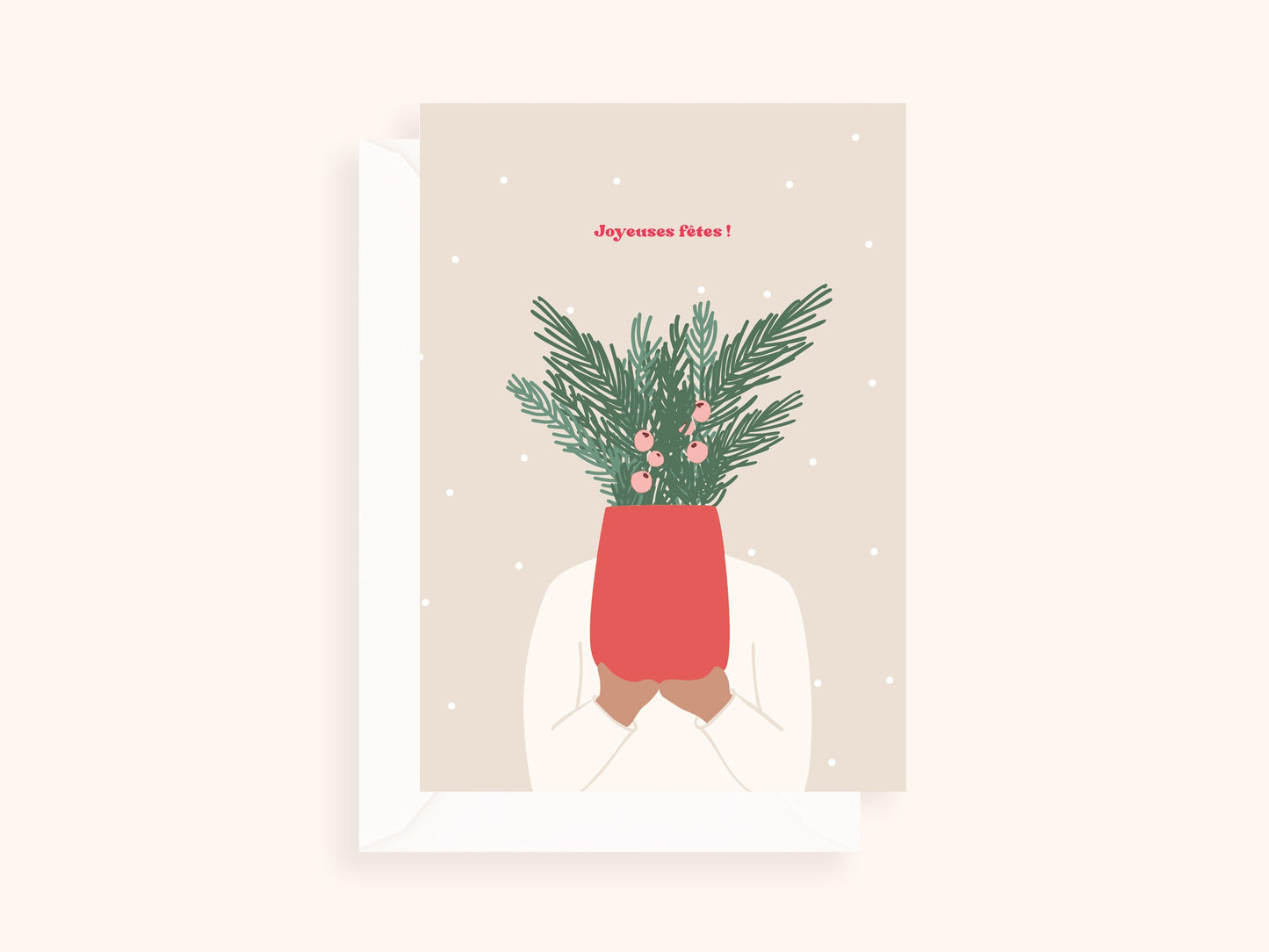 Coffret de 6 cartes de Noël pliées - Plante