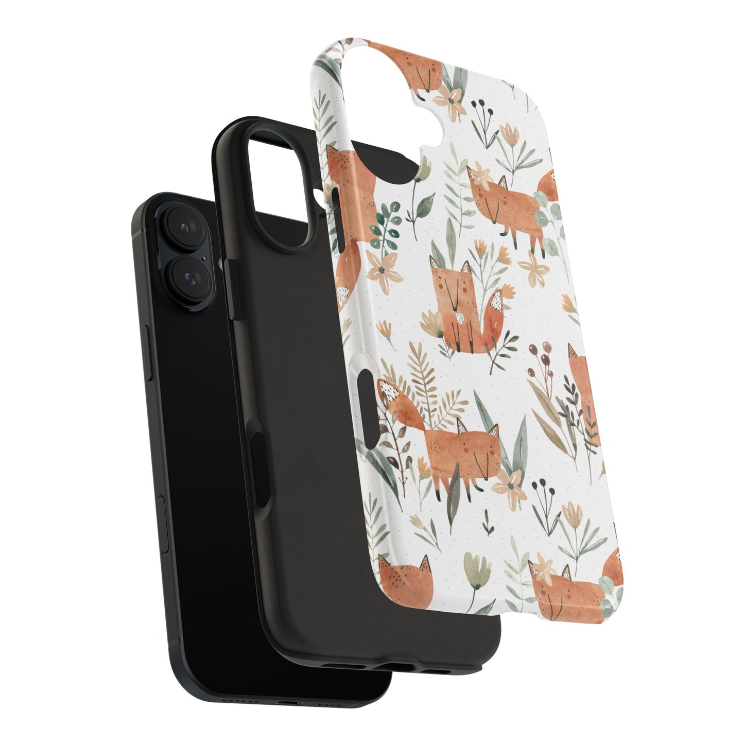 Floral Fox Phone Case, Tough Phone Cases for Nature Lovers, Cute Animal Phone Cover, Gift for Friends, Wildflower Design