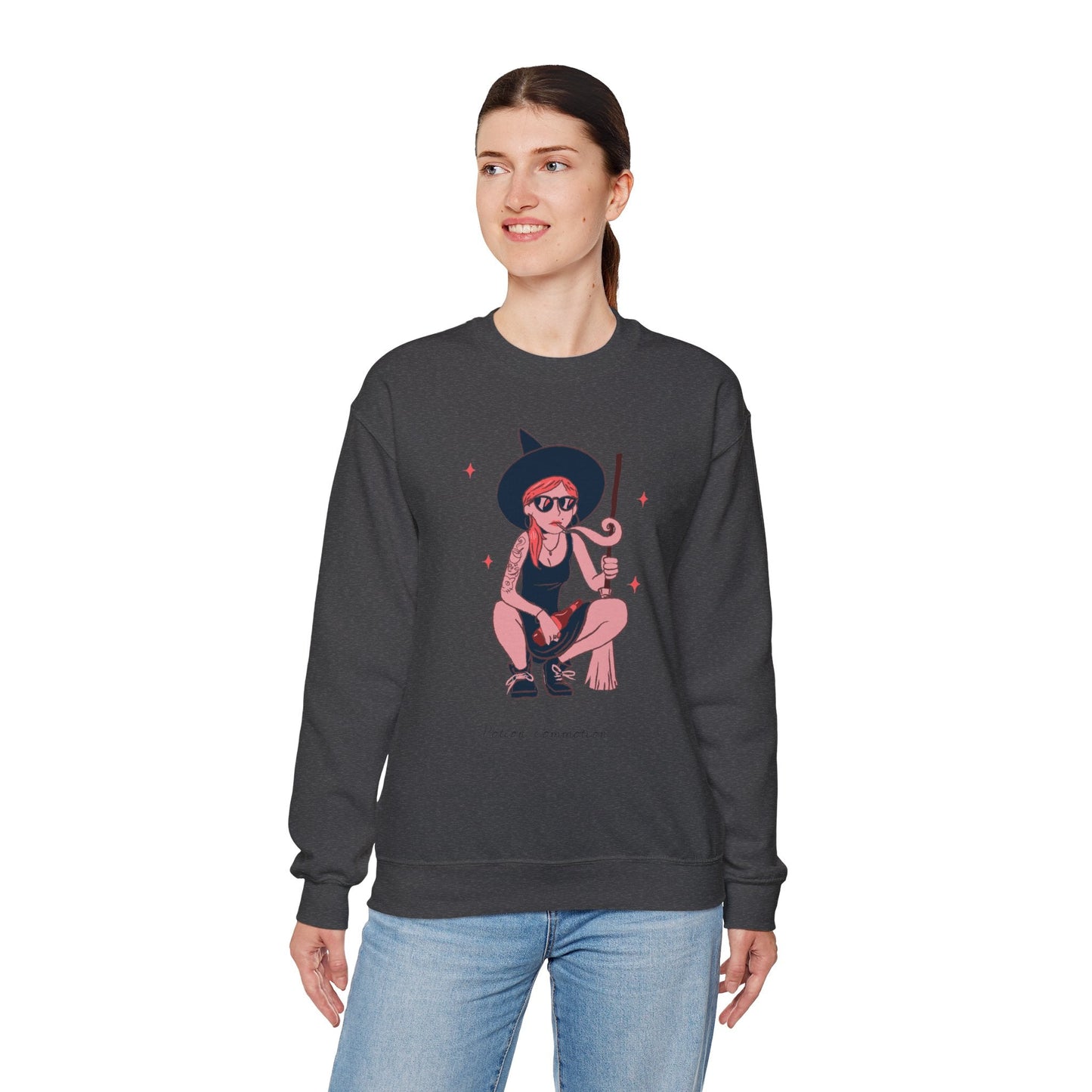 Chic Witch Sweatshirt - Cozy Unisex Crewneck for Halloween, Fall Fashion, Casual Wear, Gift for Friends & Family - MaisonThreadory