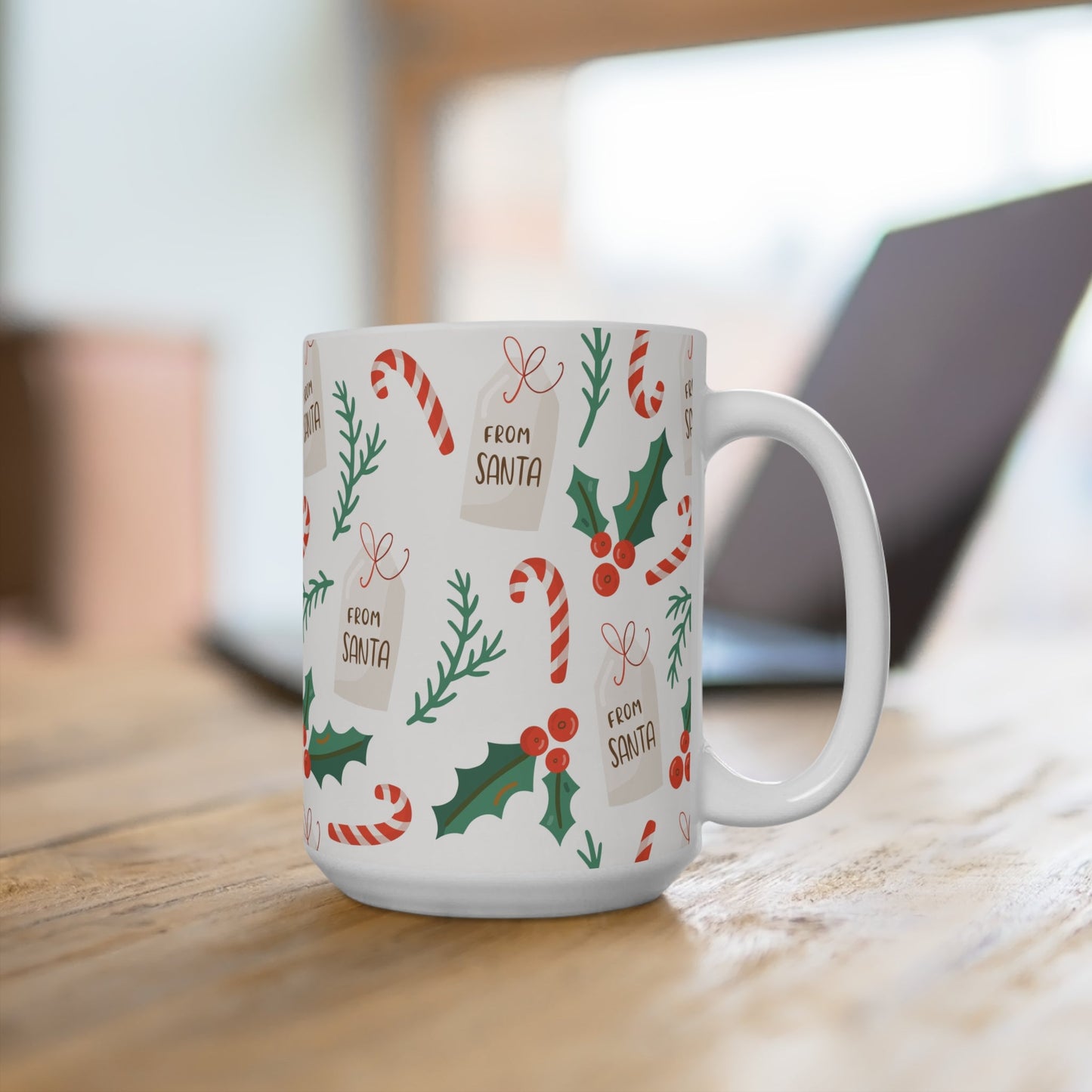 Festive Christmas Mug, Holiday Coffee Cup, Santa Gift Mug, Seasonal Drinkware, Winter Wonderland Mug - MaisonThreadory