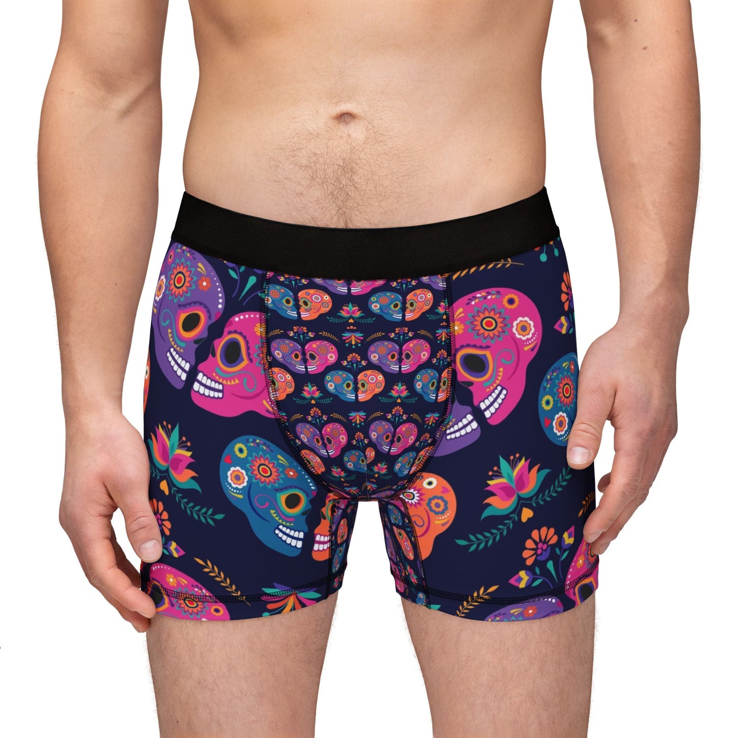 Colorful Skull Men's Boxers - Fun, Stylish, Unique Underwear, Gift for Him, Day of the Dead, Halloween, Loungewear - MaisonThreadory