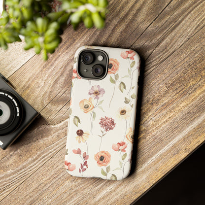 Floral Phone Case, Cute Flower Cover, Botanical Tough Case, Protective Smartphone Shell, Chic Floral Design, Trendy iPhone Case