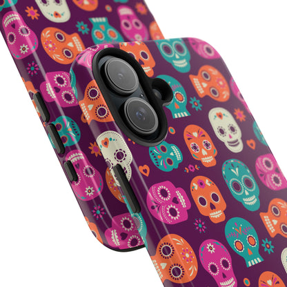 Colorful Skull Phone Case, Tough Cases for Halloween, Unique Phone Cover, Day of the Dead, Fun and Durable Accessories