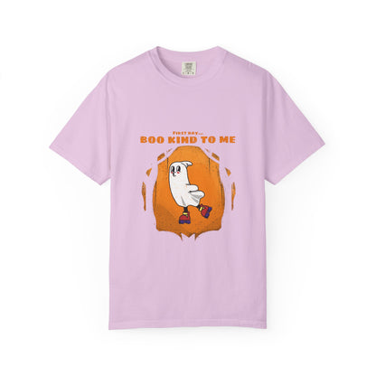 Playful Message T-Shirt: Boo Kind To Me, Funny Graphic Tee, Unisex Cotton Top, Casual Wear, Gift for Friends - MaisonThreadory