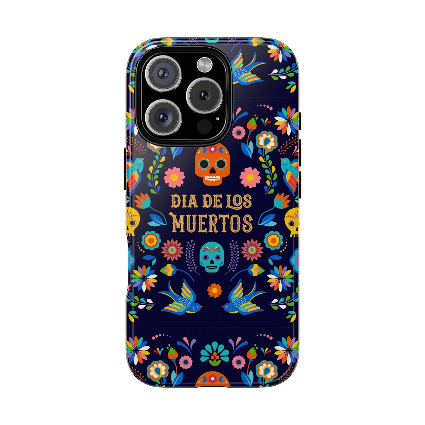 Colorful Dia de los Muertos Phone Case, Skull Design, Floral Phone Cover, Sugar Skull Accessories, Day of the Dead Gift