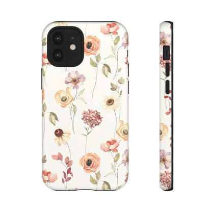Floral Phone Case, Cute Flower Cover, Botanical Tough Case, Protective Smartphone Shell, Chic Floral Design, Trendy iPhone Case