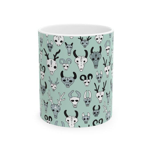 Unique Skull Pattern Ceramic Mug | Perfect Gift for Halloween, Home Decor, Coffee Lovers, or as a Quirky Present - MaisonThreadory