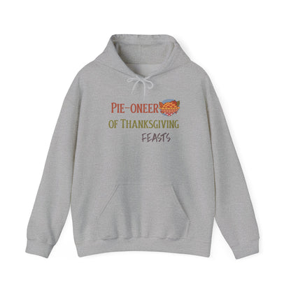 Thanksgiving Pie-o-neer Unisex Heavy Blend Hooded Sweatshirt, Cozy Holiday Sweatshirt, Thanksgiving Apparel, Fall Fashion, Foodie Gifts - MaisonThreadory