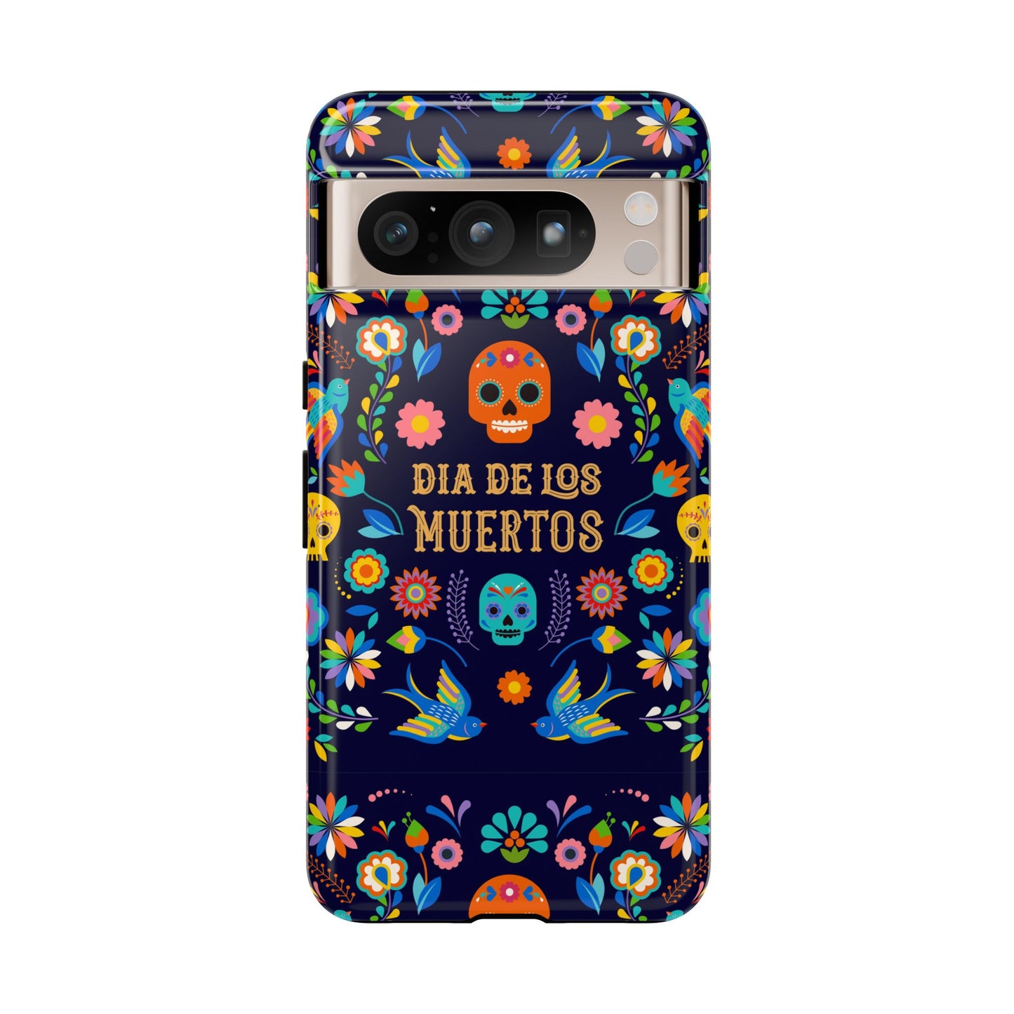 Colorful Dia de los Muertos Phone Case, Skull Design, Floral Phone Cover, Sugar Skull Accessories, Day of the Dead Gift