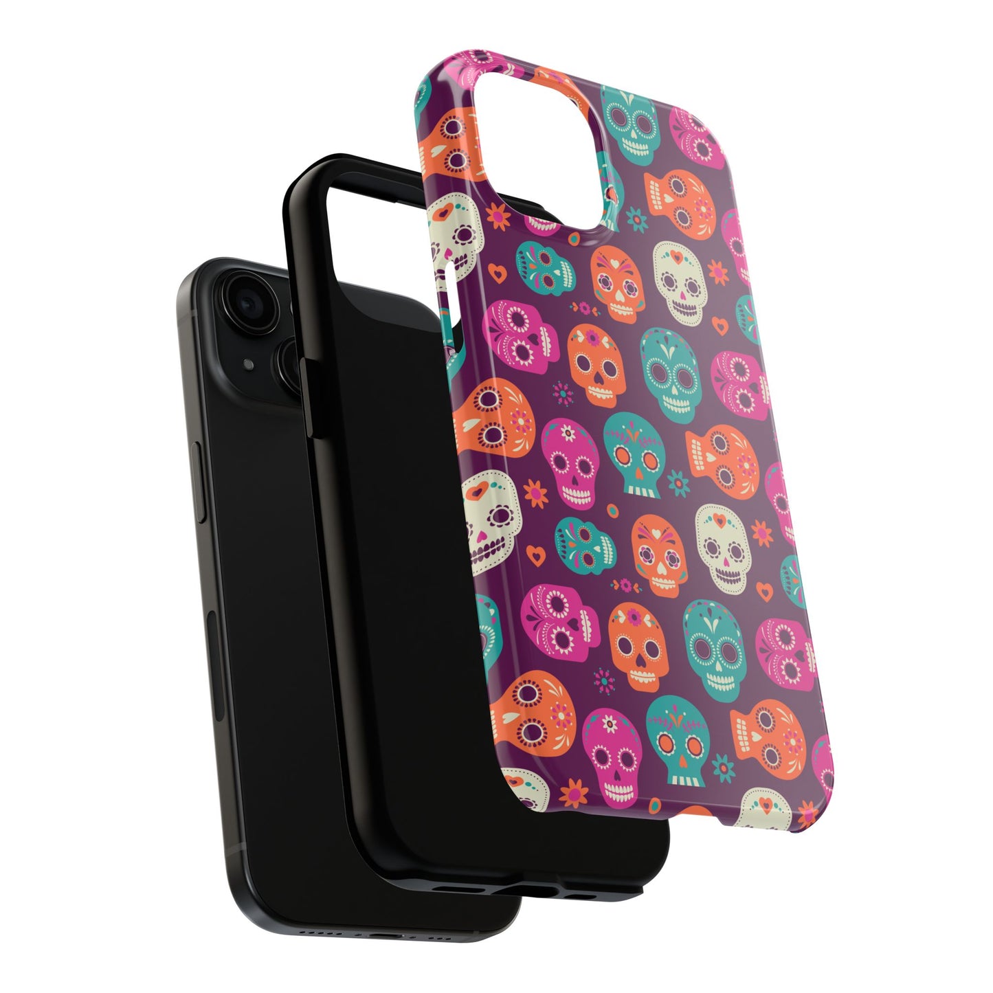 Colorful Skull Phone Case, Tough Cases for Halloween, Unique Phone Cover, Day of the Dead, Fun and Durable Accessories