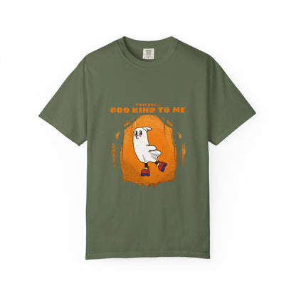 Playful Message T-Shirt: Boo Kind To Me, Funny Graphic Tee, Unisex Cotton Top, Casual Wear, Gift for Friends - MaisonThreadory