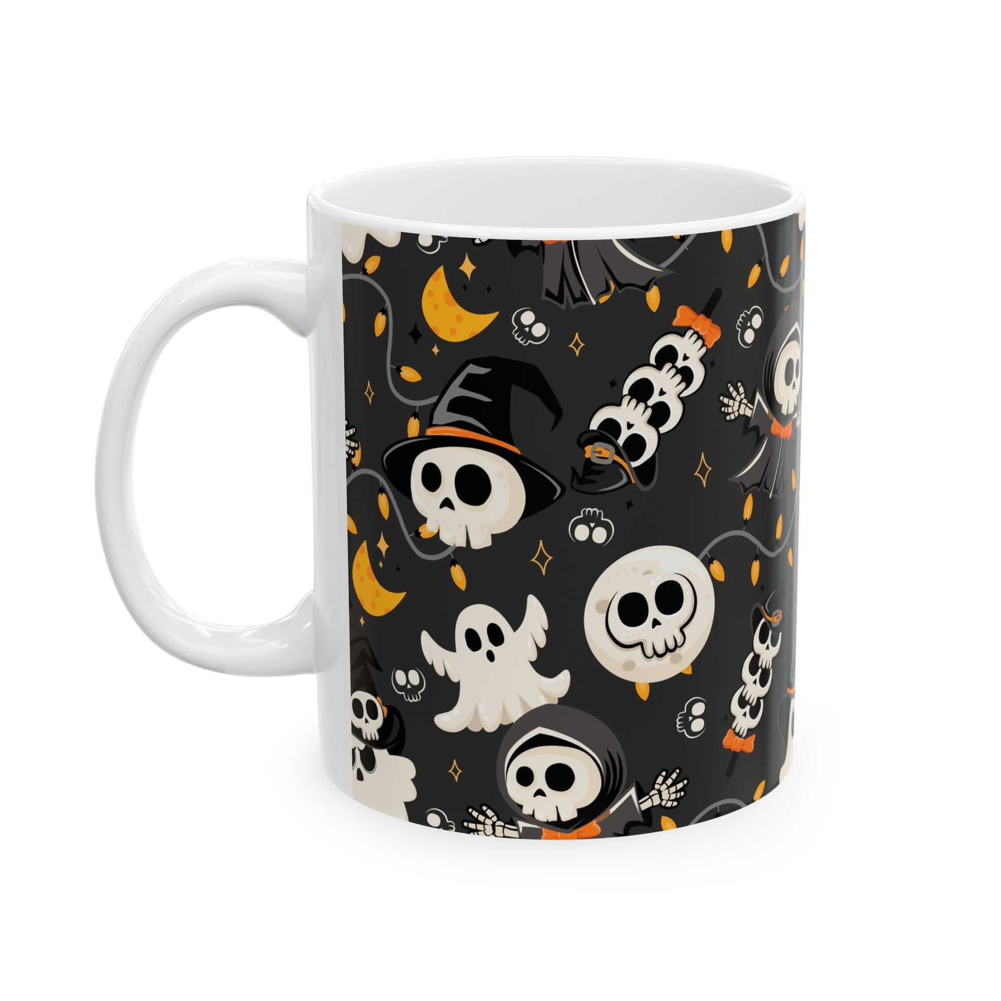 Spooky Skeleton Ceramic Mug - Halloween Decor, Fun Gift for Ghost Lovers, Coffee Cup for Cozy Nights, Cute Skull Design - MaisonThreadory