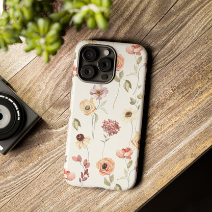 Floral Phone Case, Cute Flower Cover, Botanical Tough Case, Protective Smartphone Shell, Chic Floral Design, Trendy iPhone Case