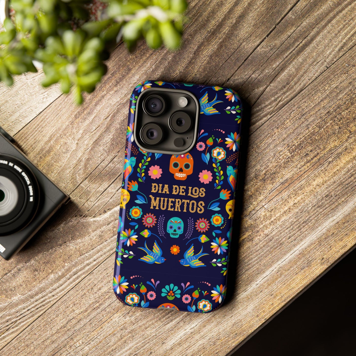 Colorful Dia de los Muertos Phone Case, Skull Design, Floral Phone Cover, Sugar Skull Accessories, Day of the Dead Gift
