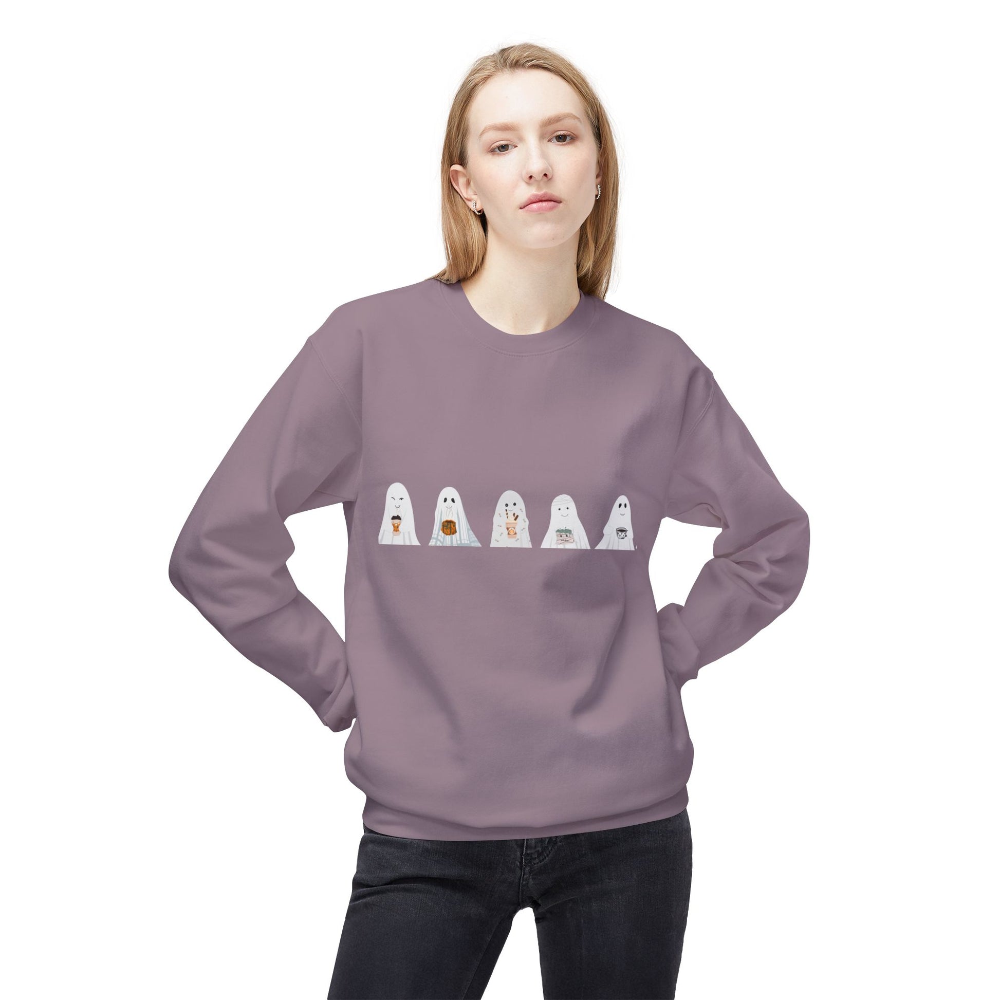 Whimsical Animal Print Fleece Sweatshirt - Cozy Casual Wear, Perfect for Gifts, Pet Lovers Apparel, Halloween, Fall Fashion - MaisonThreadory