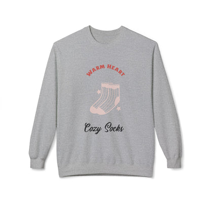Warm Heart Cozy Socks Sweatshirt | Unisex Fleece Crewneck for Gift, Comfort Wear, Cozy Apparel, Holiday Wardrobe, Lounge Wear - MaisonThreadory