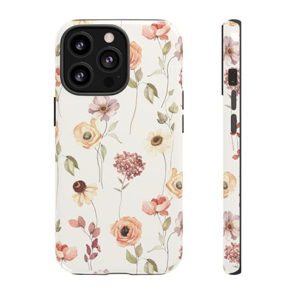 Floral Phone Case, Cute Flower Cover, Botanical Tough Case, Protective Smartphone Shell, Chic Floral Design, Trendy iPhone Case
