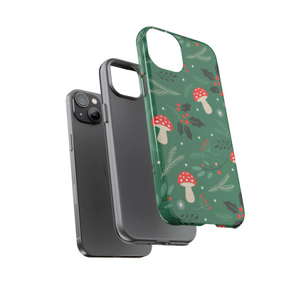 Festive Mushroom Phone Case, Colorful Holiday Case, Christmas Gift, Winter Vibes, Eco-Friendly Phone Cover