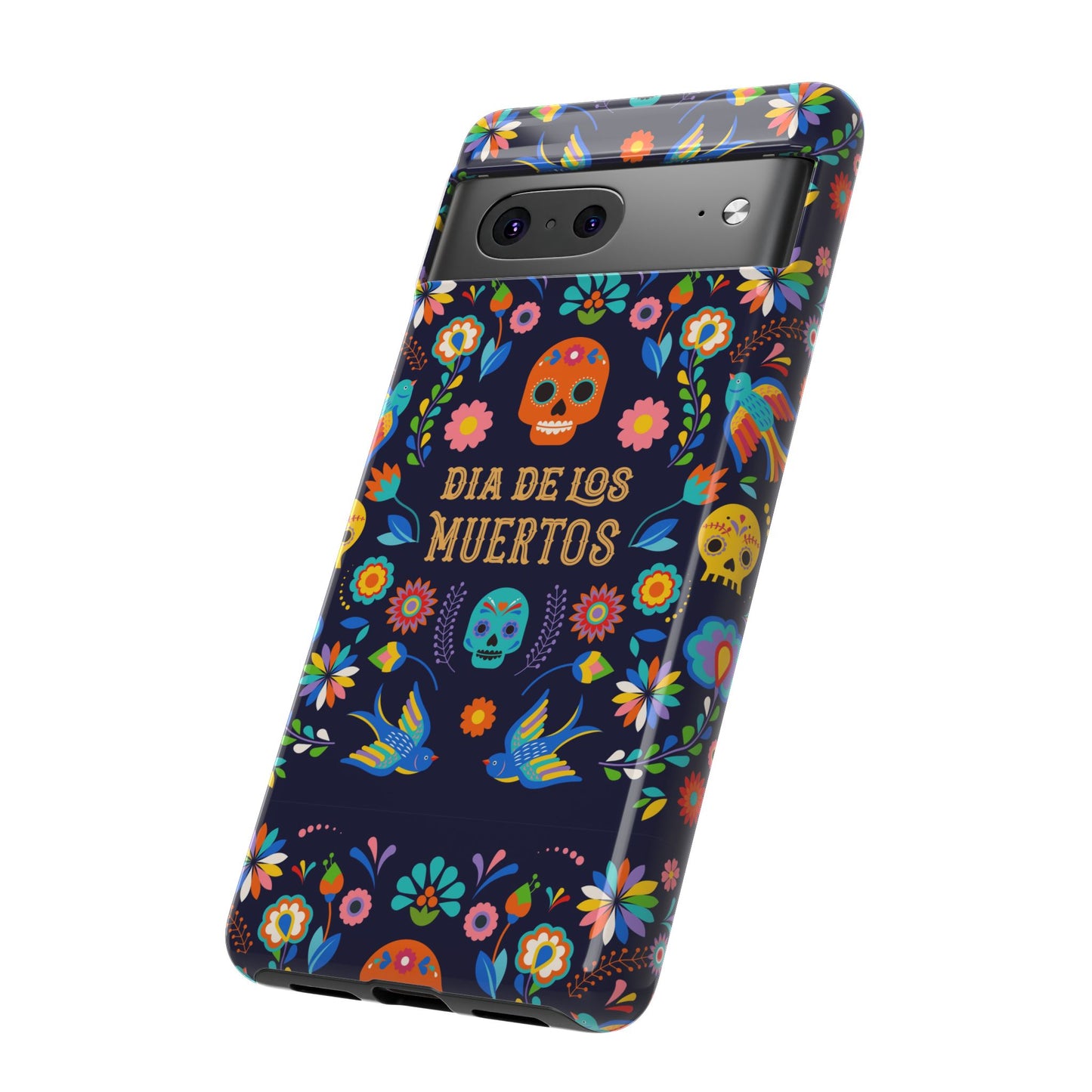 Colorful Dia de los Muertos Phone Case, Skull Design, Floral Phone Cover, Sugar Skull Accessories, Day of the Dead Gift