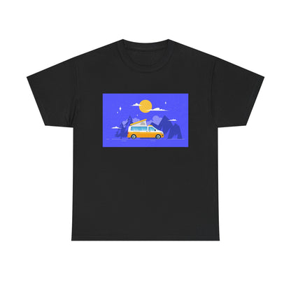 Vintage Van Adventure Tee, Unisex Heavy Cotton Tee, Summer Road Trip Shirt, Camping T-Shirt, Travel Gift, Outdoor Enthusiasts - MaisonThreadory