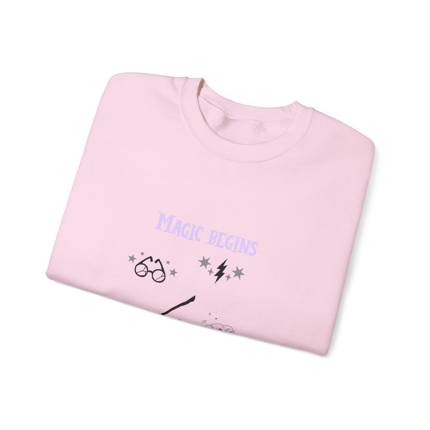 Magic Begins Sweatshirt - Cozy Unisex Crewneck, Perfect for Gifts, Spirituality, Comfort Wear, Casual Everyday Style - MaisonThreadory
