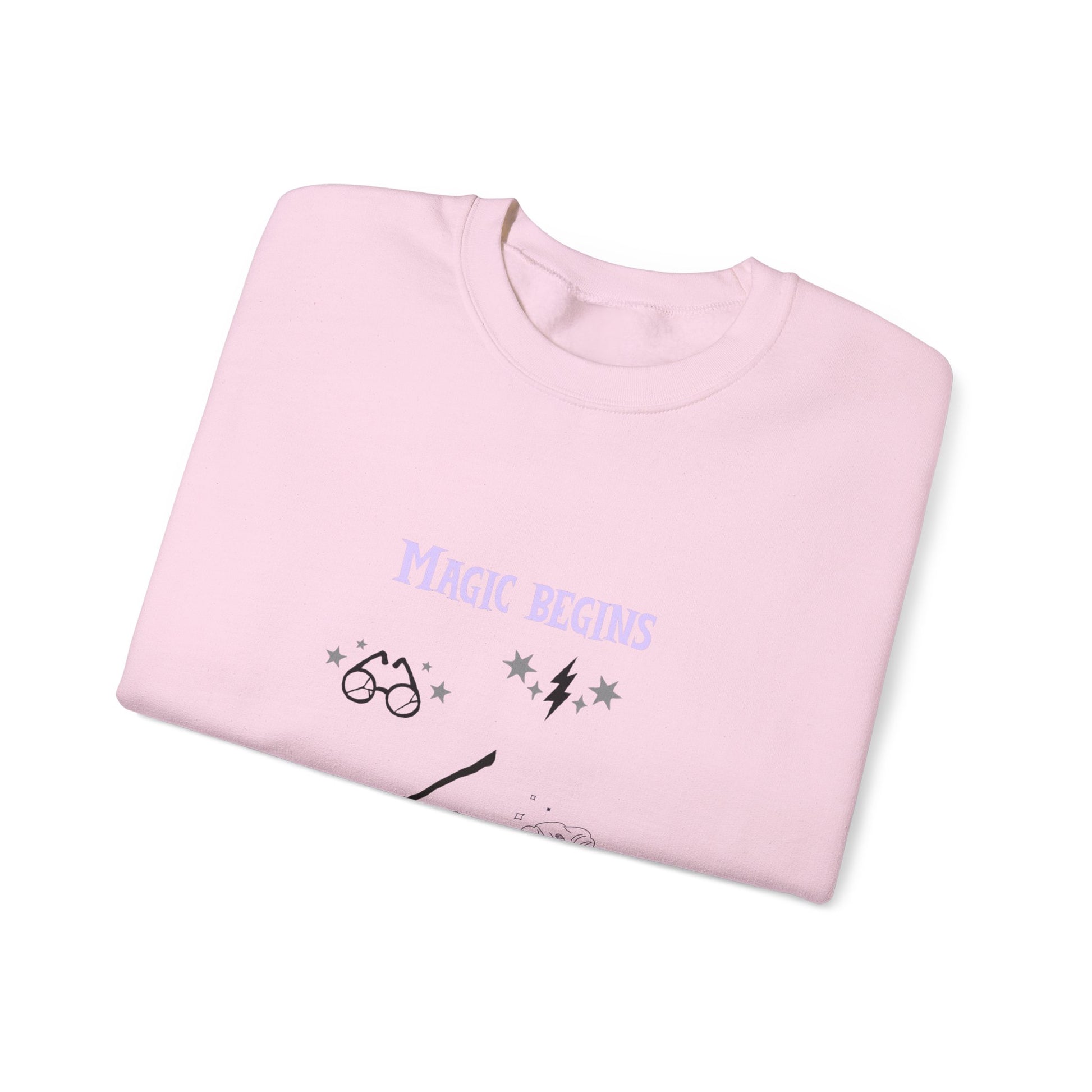 Magic Begins Sweatshirt - Cozy Unisex Crewneck, Perfect for Gifts, Spirituality, Comfort Wear, Casual Everyday Style - MaisonThreadory