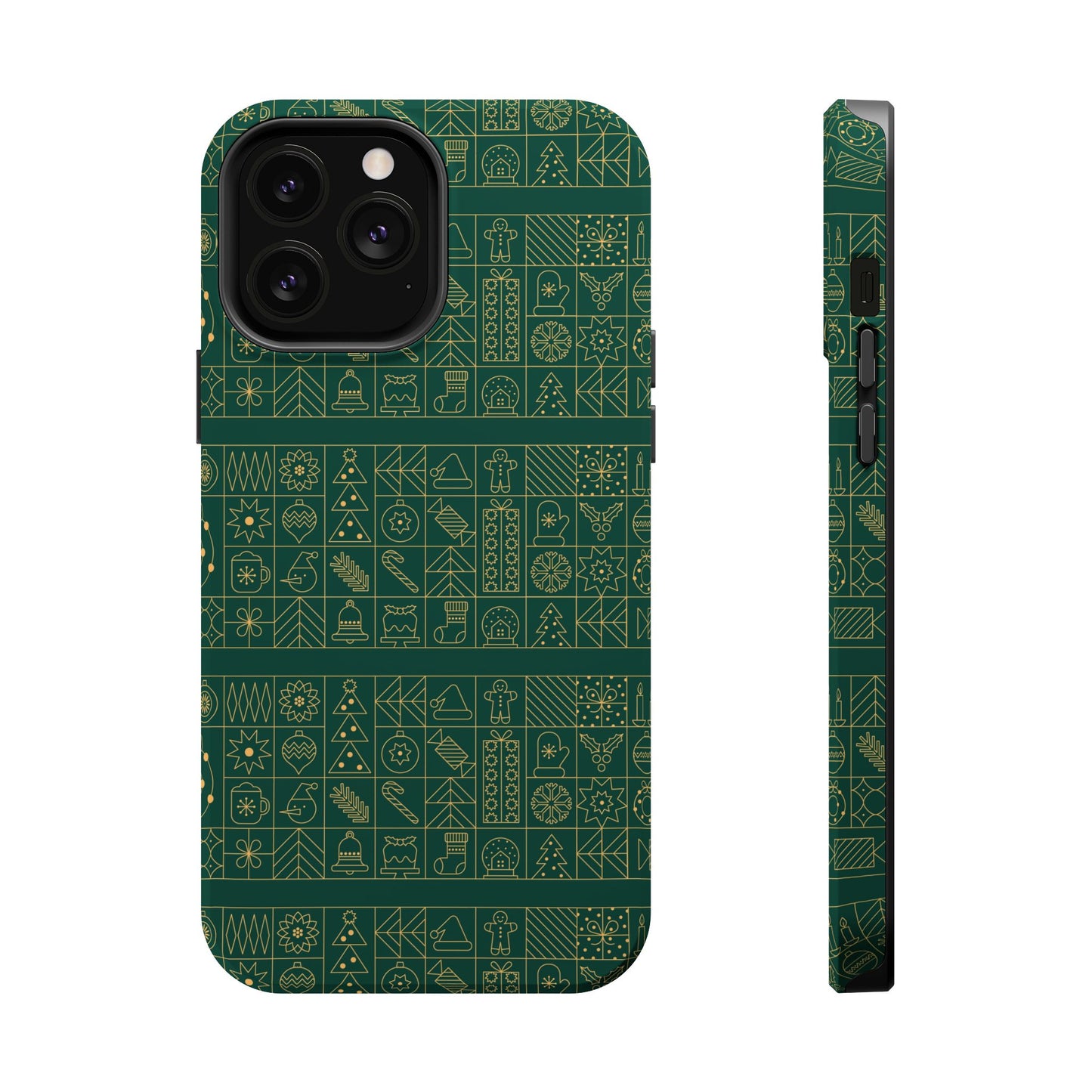 Magnetic Impact-Resistant Phone Case — Dark Green Geometric Pattern