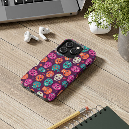 Colorful Skull Phone Case, Tough Cases for Halloween, Unique Phone Cover, Day of the Dead, Fun and Durable Accessories
