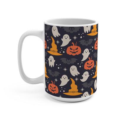 Halloween-Themed 15oz Mug | Spooky Ghosts, Pumpkins & Bats, Perfect for Fall, Halloween Decor, Cozy Drinks, Gift Idea - MaisonThreadory
