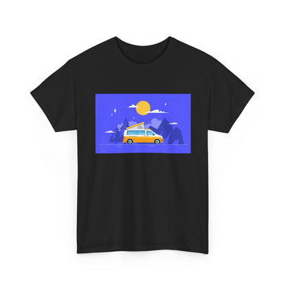 Vintage Van Adventure Tee, Unisex Heavy Cotton Tee, Summer Road Trip Shirt, Camping T-Shirt, Travel Gift, Outdoor Enthusiasts - MaisonThreadory