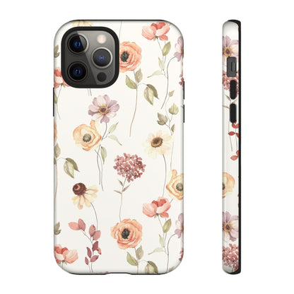 Floral Phone Case, Cute Flower Cover, Botanical Tough Case, Protective Smartphone Shell, Chic Floral Design, Trendy iPhone Case