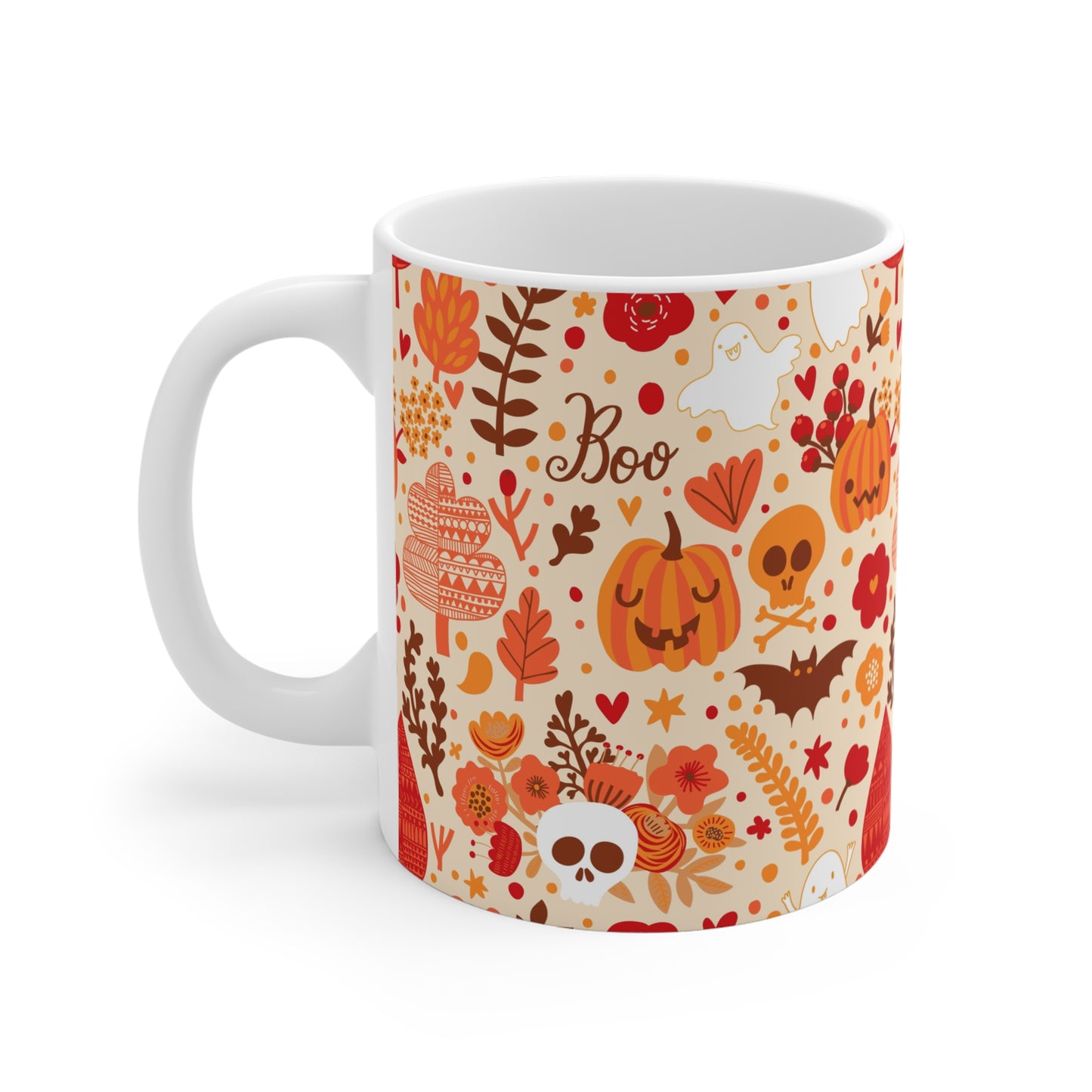 Autumn Pumpkin Floral Mug - Cozy Fall Drinkware for Halloween, Thanksgiving, Gift for Friends & Family, Seasonal Coffee Cup