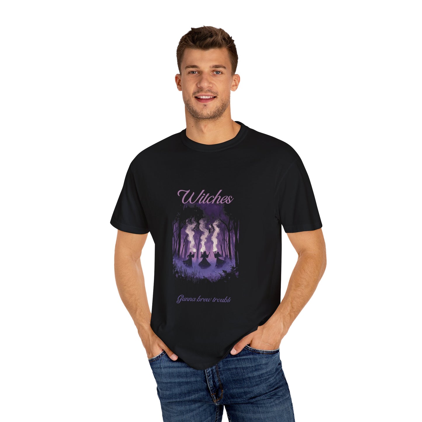 Witches Garment-Dyed T-Shirt | Mystical Apparel for Halloween, Witchy Vibes, Unique Gift, Casual Wear - MaisonThreadory