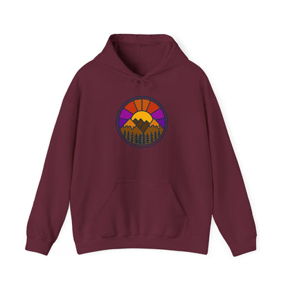 Sunset Mountains Hooded Sweatshirt | Unisex Heavy Blend | Cozy Sweatshirt for Nature Lovers | Perfect Gift for Outdoor Enthusiasts, [...] - MaisonThreadory