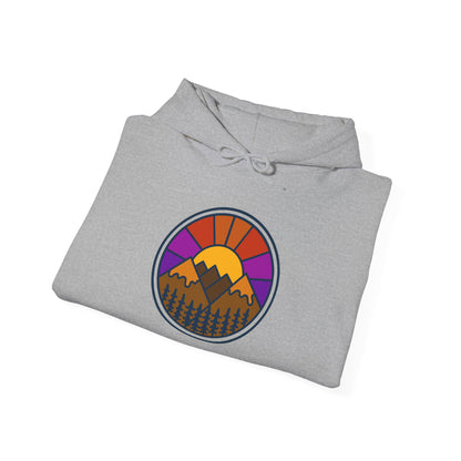 Sunset Mountains Hooded Sweatshirt | Unisex Heavy Blend | Cozy Sweatshirt for Nature Lovers | Perfect Gift for Outdoor Enthusiasts, [...] - MaisonThreadory