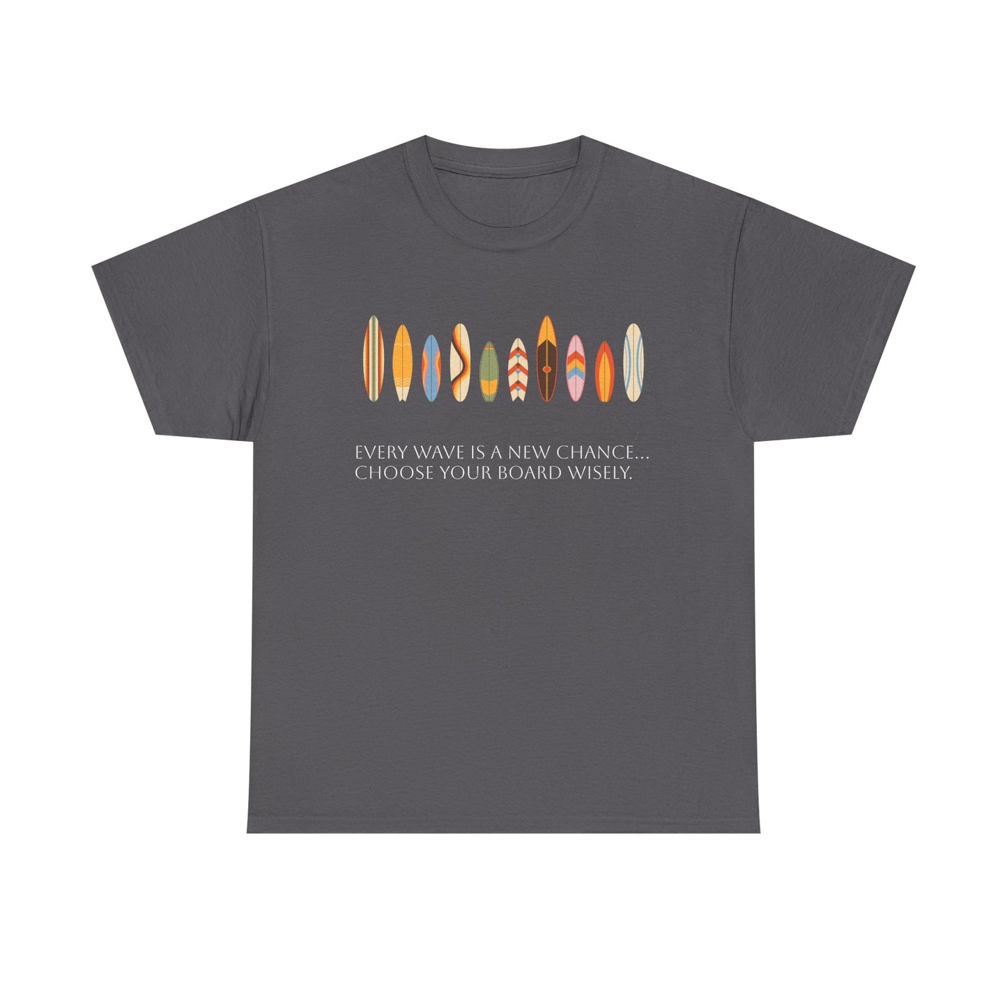 Surf Vibes Unisex Heavy Cotton Tee | Chill Beachwear, Casual Summer Shirt, Gift for Surf Lovers, Vacation Outfit, Everyday Wear - MaisonThreadory
