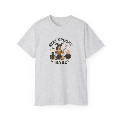 Spooky Halloween Unisex Tee, Stay Spooky Babe Shirt, Plus Size Halloween T-Shirt, Cute Witch Tee, Fall Festive Apparel