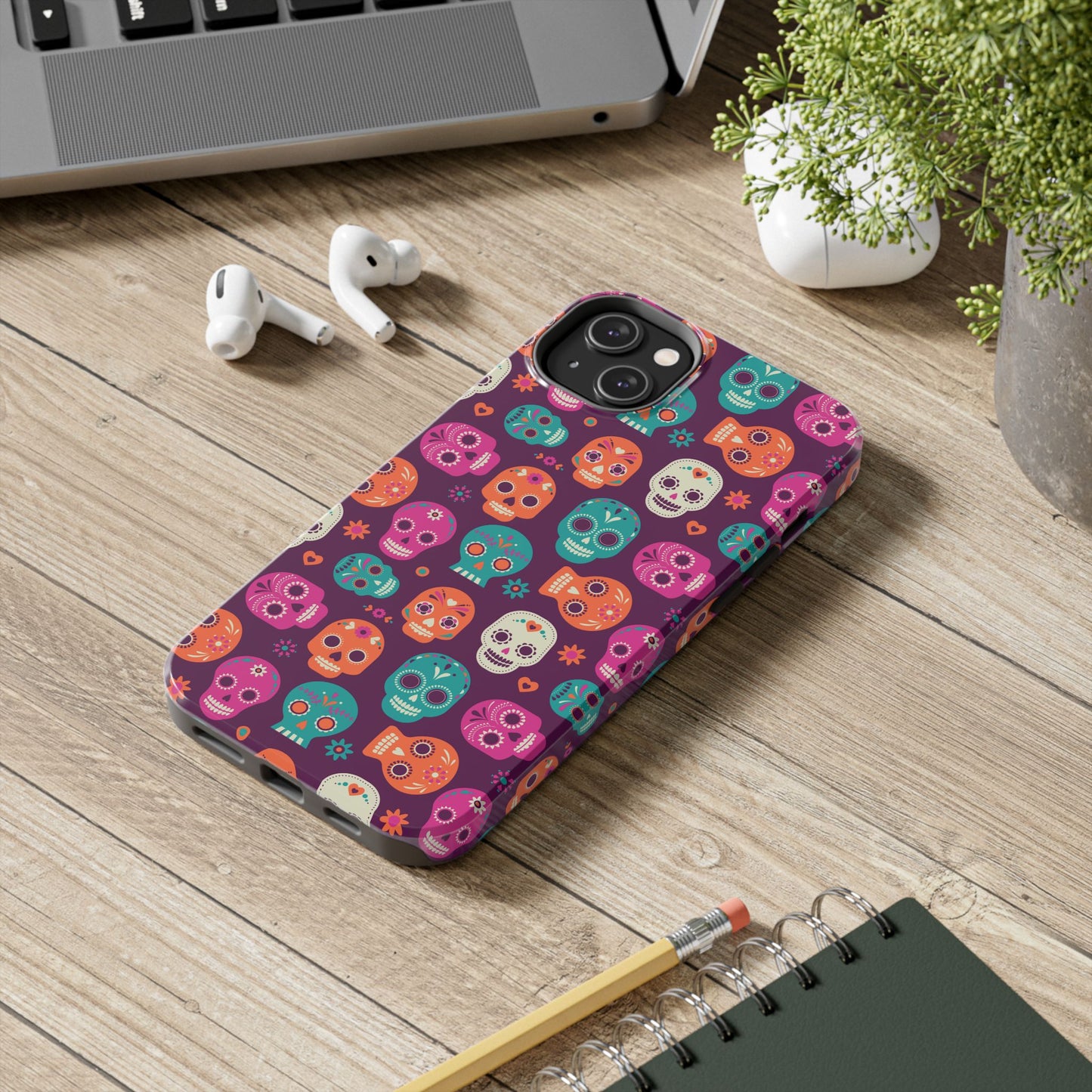 Colorful Skull Phone Case, Tough Cases for Halloween, Unique Phone Cover, Day of the Dead, Fun and Durable Accessories
