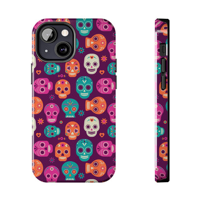 Colorful Skull Phone Case, Tough Cases for Halloween, Unique Phone Cover, Day of the Dead, Fun and Durable Accessories
