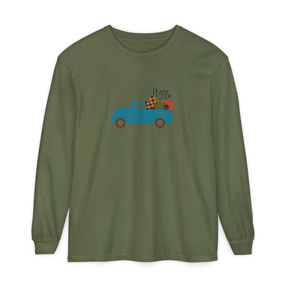 Hello Fall Long Sleeve T-Shirt, Unisex Seasonal Tee, Cozy Autumn Apparel, Thanksgiving Gift, Cute Outdoor Shirt - MaisonThreadory