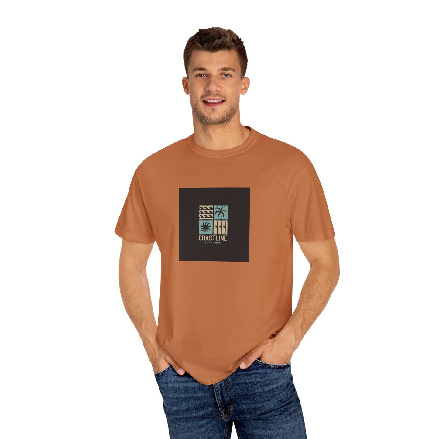Coastline T-Shirt, Unisex Garment-Dyed Tee, Casual Summer Wear, Coastal Vibes, Beach Day Apparel, Vacation Essential - MaisonThreadory
