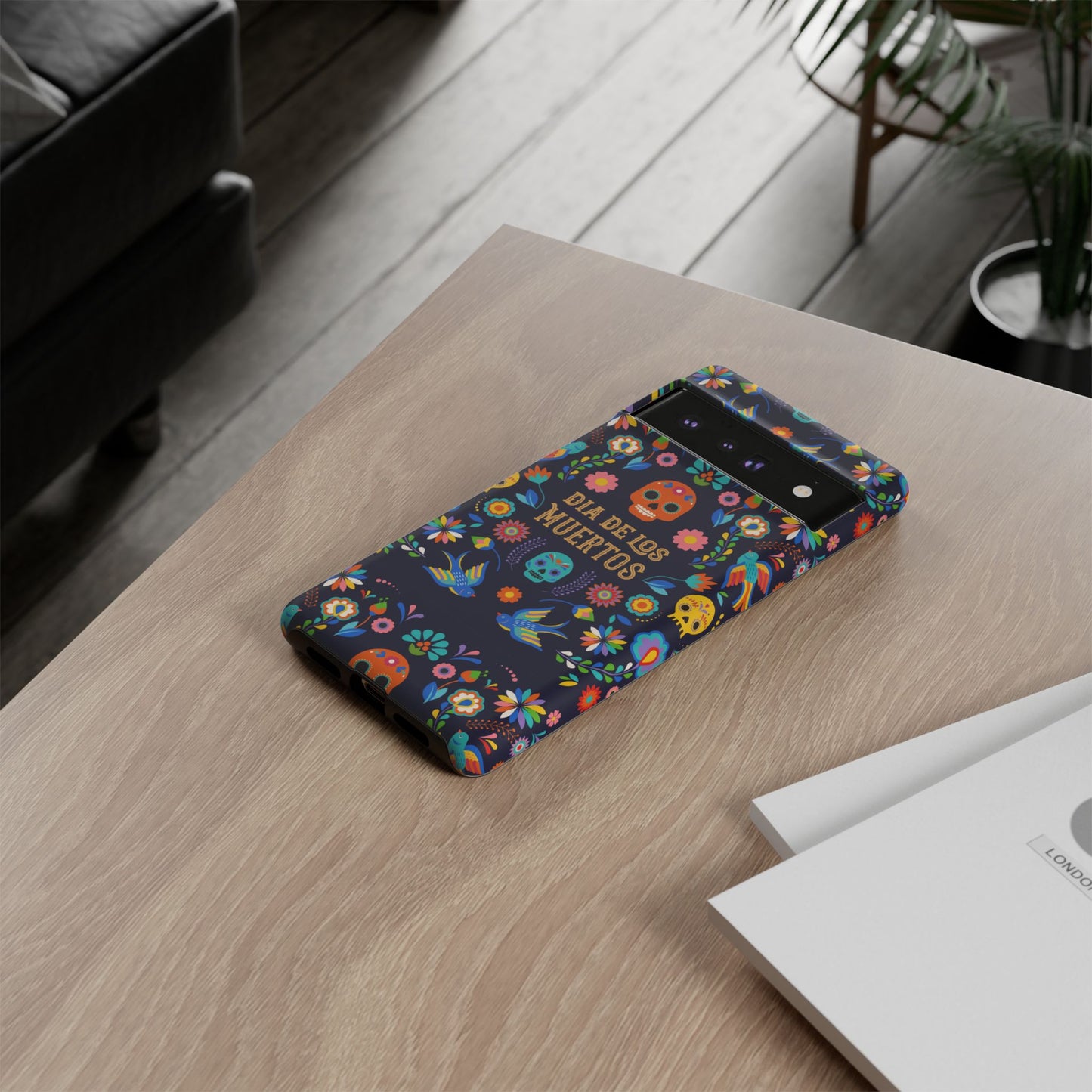 Colorful Dia de los Muertos Phone Case, Skull Design, Floral Phone Cover, Sugar Skull Accessories, Day of the Dead Gift