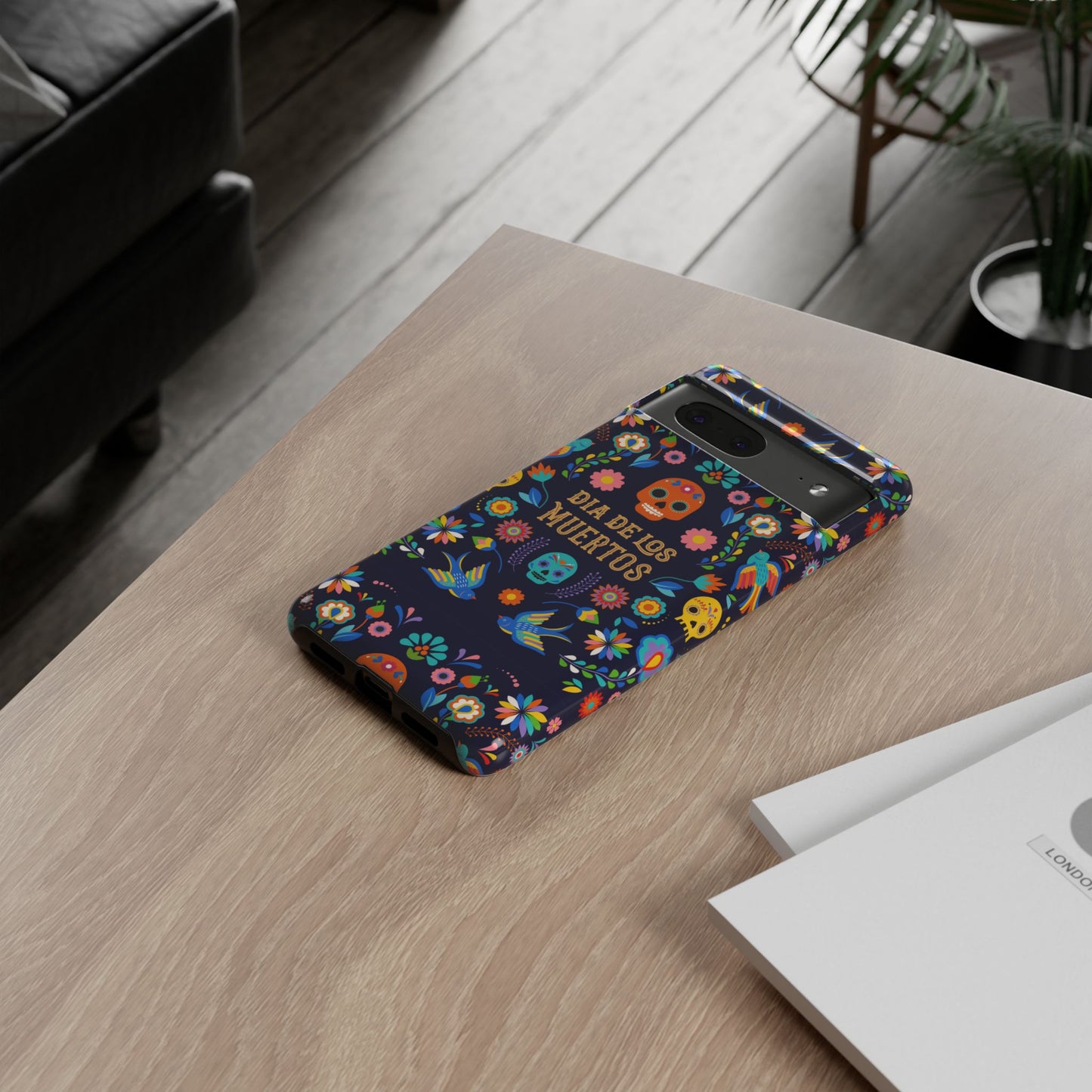 Colorful Dia de los Muertos Phone Case, Skull Design, Floral Phone Cover, Sugar Skull Accessories, Day of the Dead Gift