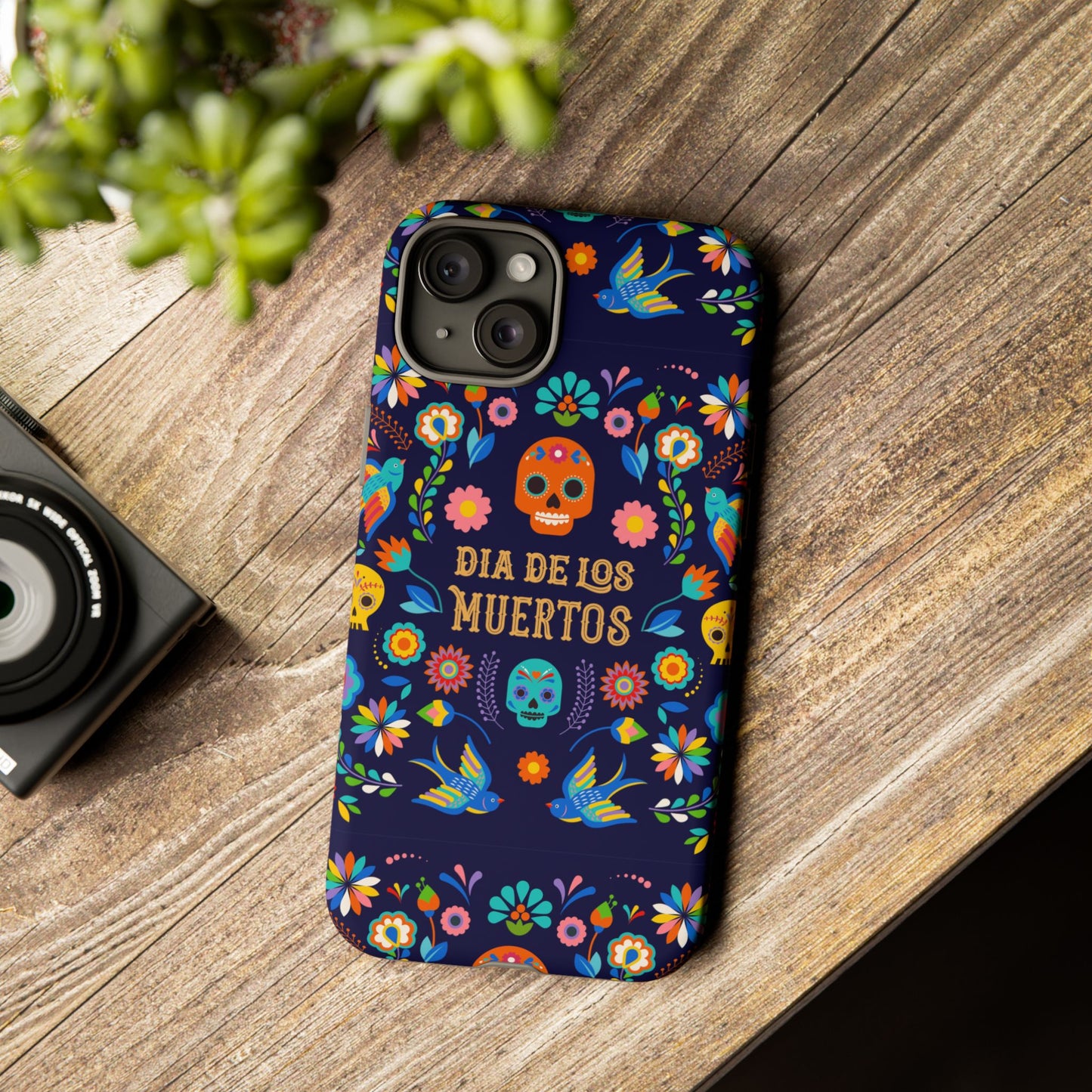 Colorful Dia de los Muertos Phone Case, Skull Design, Floral Phone Cover, Sugar Skull Accessories, Day of the Dead Gift
