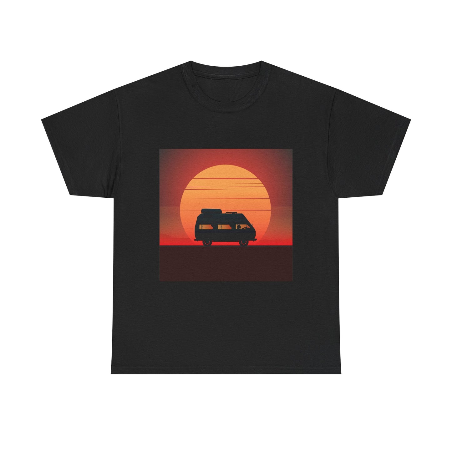 Retro Sunset Adventure Unisex Heavy Cotton Tee, Vintage Car T-Shirt, Sunset Vibe Shirt, Summer Casual Wear, Road Trip Gift, Outdoor [...] - MaisonThreadory
