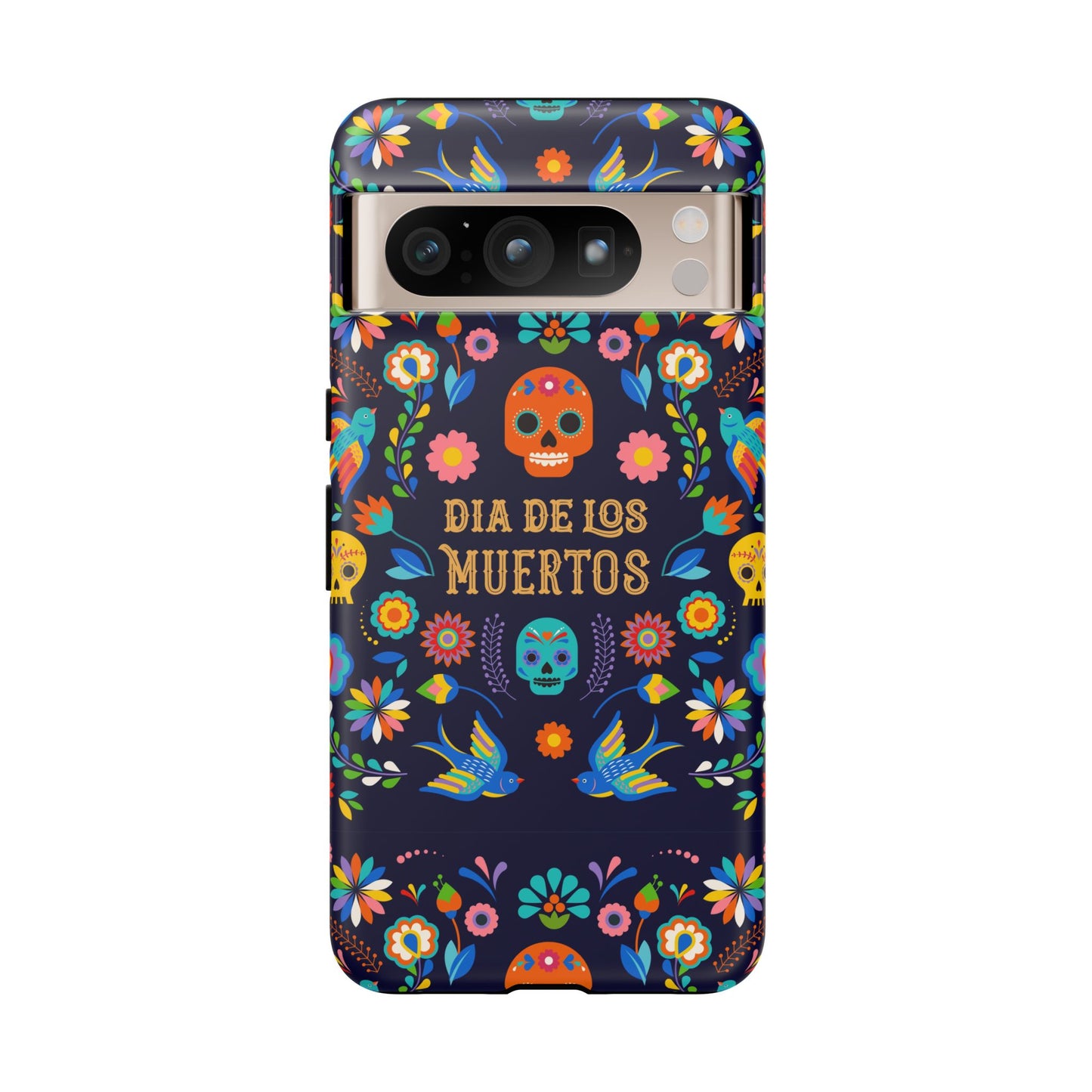 Colorful Dia de los Muertos Phone Case, Skull Design, Floral Phone Cover, Sugar Skull Accessories, Day of the Dead Gift