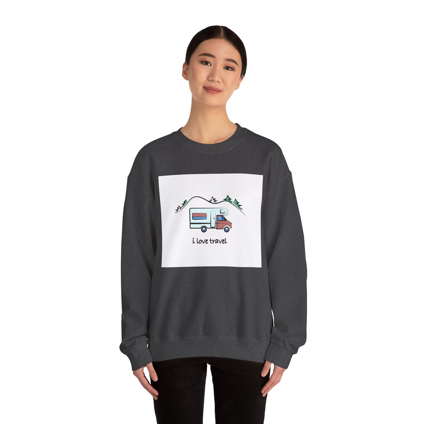 Travel Love Crewneck Sweatshirt | Cozy Adventure Apparel, Perfect for Travel Lovers, Gift Idea for Road Trips, Camping, and Wanderlust - MaisonThreadory