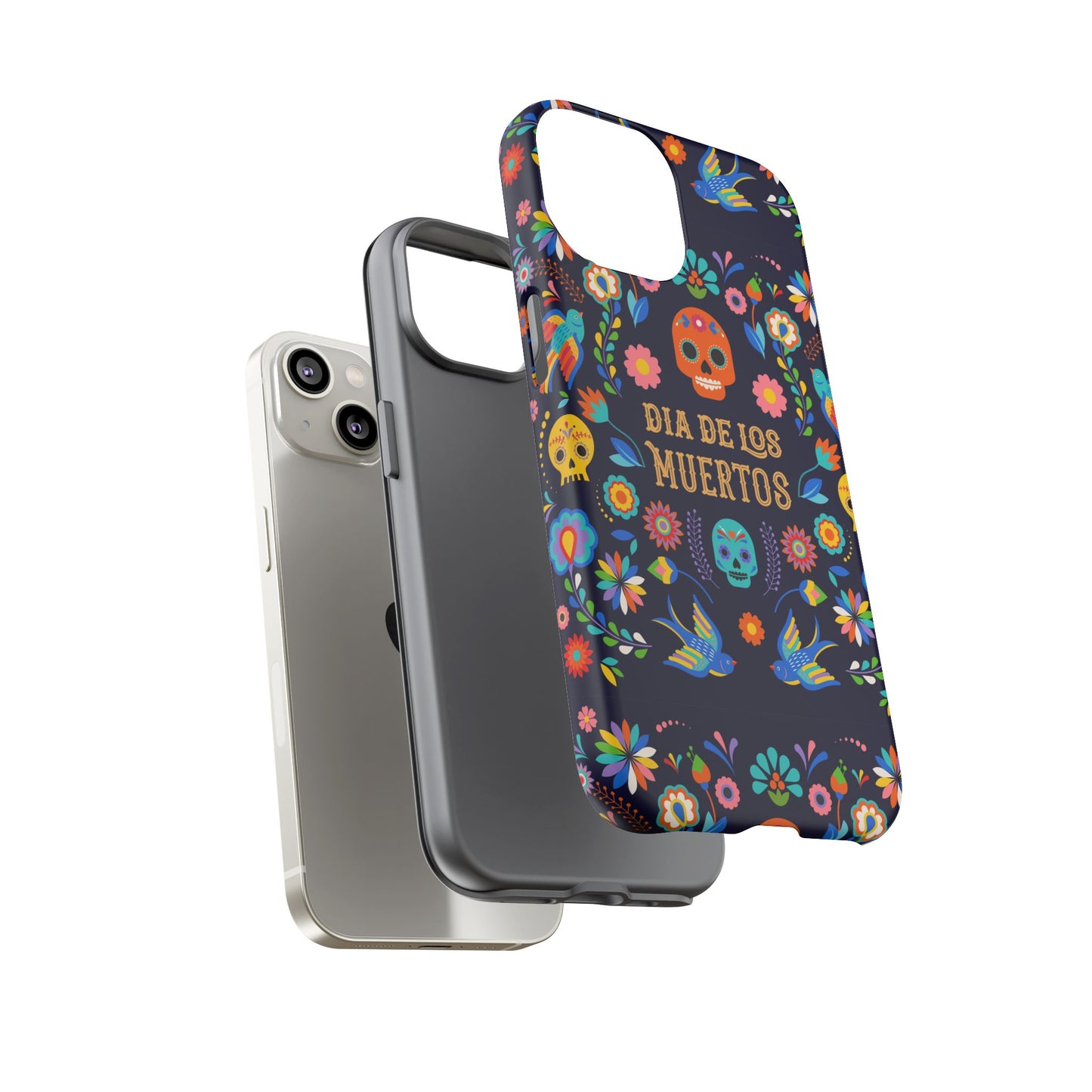 Colorful Dia de los Muertos Phone Case, Skull Design, Floral Phone Cover, Sugar Skull Accessories, Day of the Dead Gift