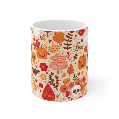 Autumn Pumpkin Floral Mug - Cozy Fall Drinkware for Halloween, Thanksgiving, Gift for Friends & Family, Seasonal Coffee Cup